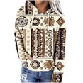 thumbnail image 1 of Geometric Aztec Hoodies for Women Pullover Cowgirl Western Vintage Ethnic Long Sleeve Loose Hooded Sweatshirt Tops, 1 of 5