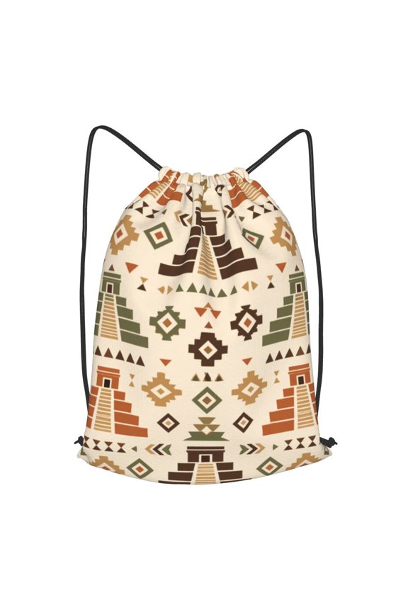 Geometric Aztec Style Home Decor Pattern Drawstring Backpack Gym String Bag Sports Sackpack Cinch Sack, S