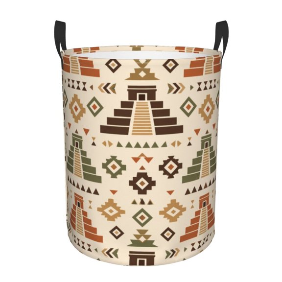 Geometric Aztec Style Home Decor Pattern Foldable Laundry Hamper with Handle Storage Basket for Clothes Toys & Organizing