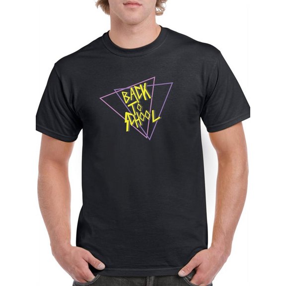 Geometric Back To School Triangle With Retro Font Men Black T-Shirt, Male Small