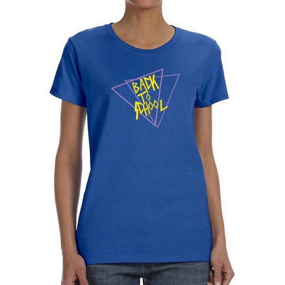 Geometric Back To School Triangle With Retro Font Women Royal Blue T-Shirt Small
