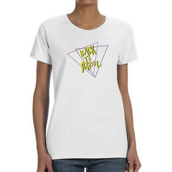 Geometric Back To School Triangle With Retro Font Women White T-Shirt Small