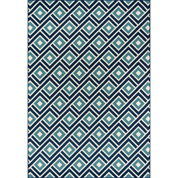 Geometric Baja Outdoor Rug in Blue - Rectangle 2'3" X 4'6"