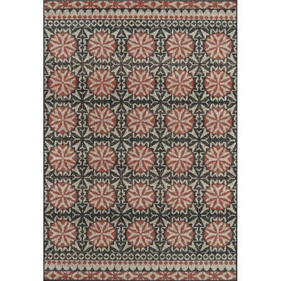 Geometric Baja Outdoor Rug in Charcoal - Rectangle 1'8" X 3'7"