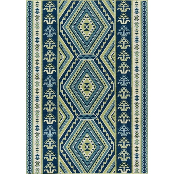 Geometric Baja Outdoor Rug in Green - Runner 2'3" X 7'6"