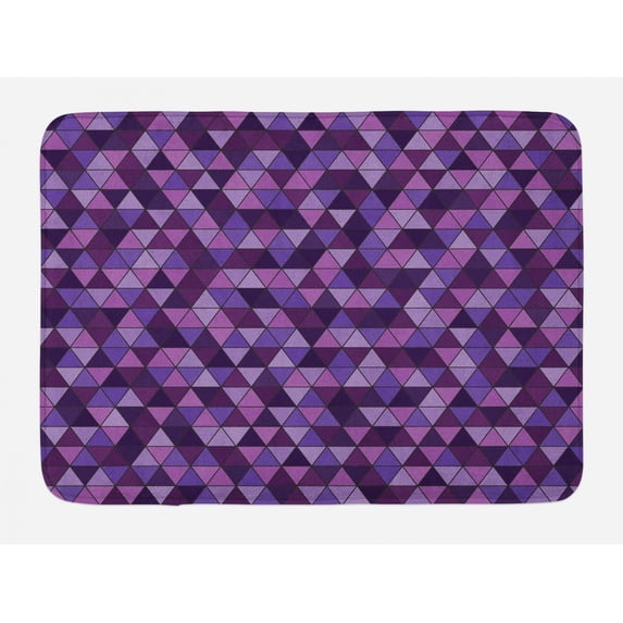 Geometric Bath Mat, Triangle Grid Pattern Mosaic Tile in Lavender Plum Purple Amethyst Tones of Color, Plush Bathroom Decor Mat with Non Slip Backing, 29.5" X 17.5", Multicolor, by Ambesonne