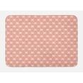 thumbnail image 1 of Geometric Bath Mat, Triangular Mesh Overlapped with Hexagon Tiles Oriental Mosaic Inspired Image, Plush Bathroom Decor Mat with Non Slip Backing, 29.5" X 17.5", Coral and White, by Ambesonne, 1 of 2