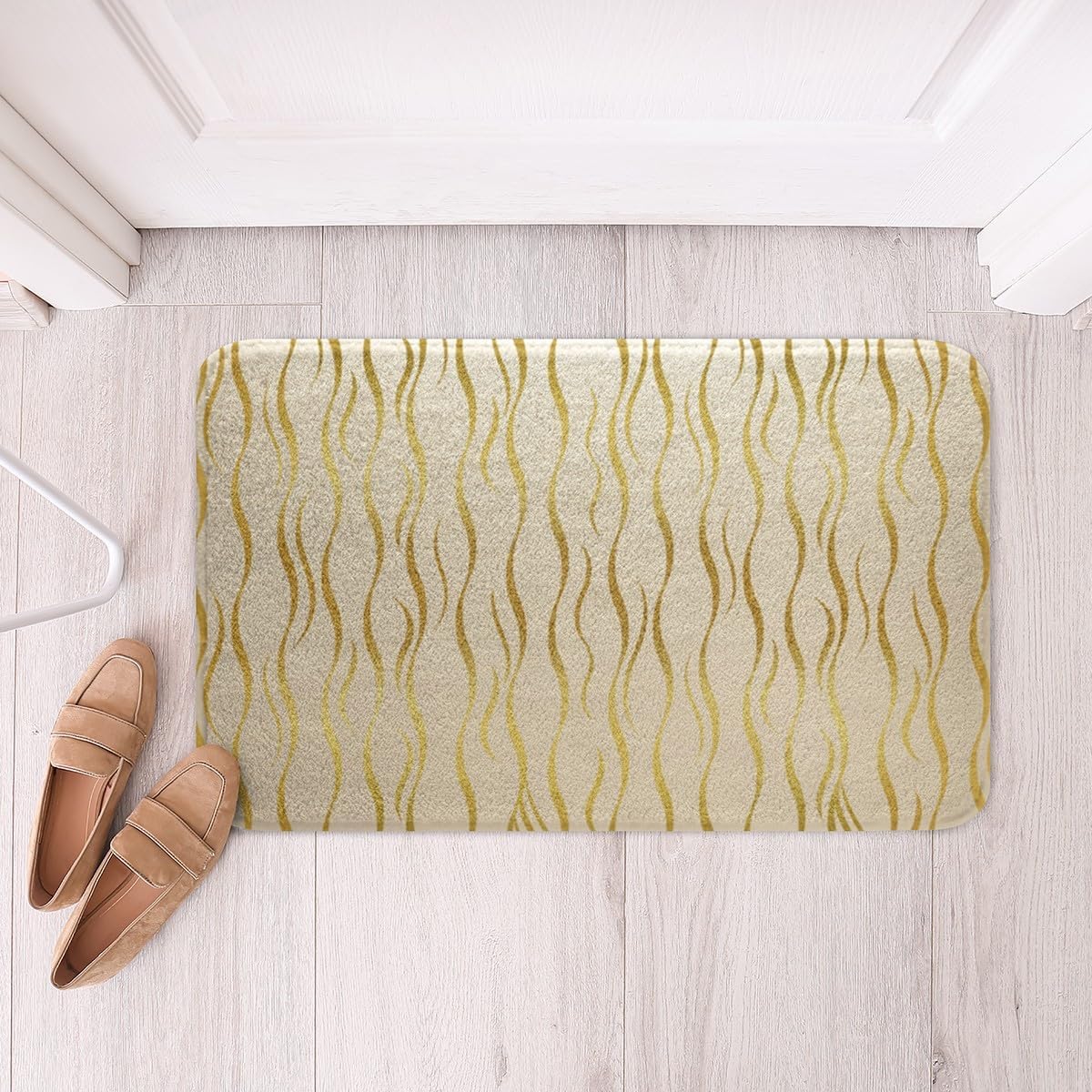 Geometric Bathroom Rugs Golden Glitter Striped Bath Mats Geometry Lines Bath Rugs for Shower Tub