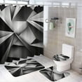 thumbnail image 1 of Geometric Bathroom Sets with Shower Curtain And Rugs, Incl with 12 Hooks，Toilet Lid Oval Rug, 1 of 8