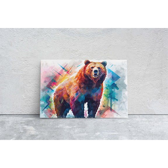 Geometric Bear Graffiti Bear Brown Bear Grizzly Nature Animal Portrait Decor Unframed Paper Print