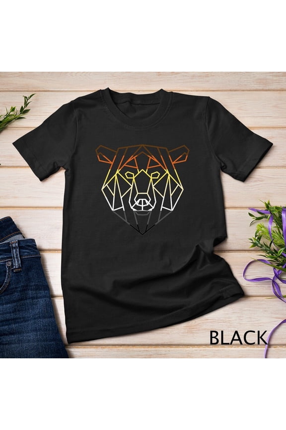 Geometric Bear Graphic Shirt with Colorful Identity Theme, Inclusive Style Tee, S-3XL