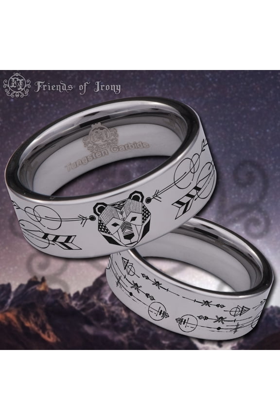 Geometric Bear Tungsten Carbide Ring
