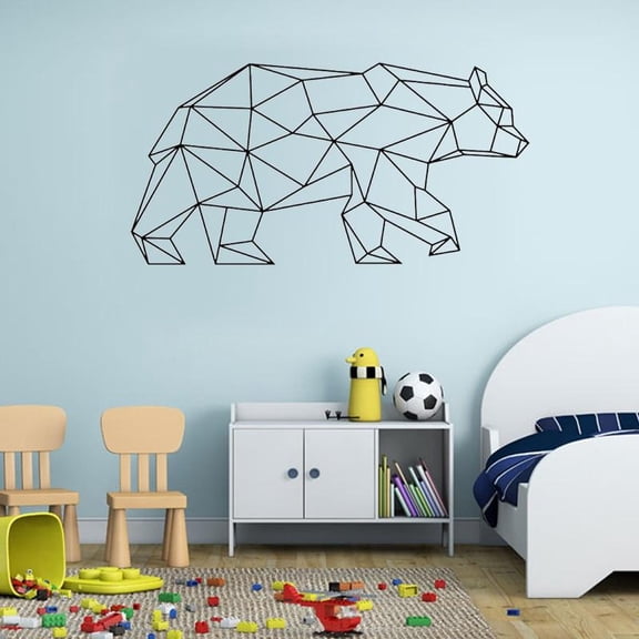 Geometric Bear Wall Stickers Animals Wall Decals Removable Adhesive Wallpaper Kids Children Rooms Vinyl Wall Art Decoration 58x29cm