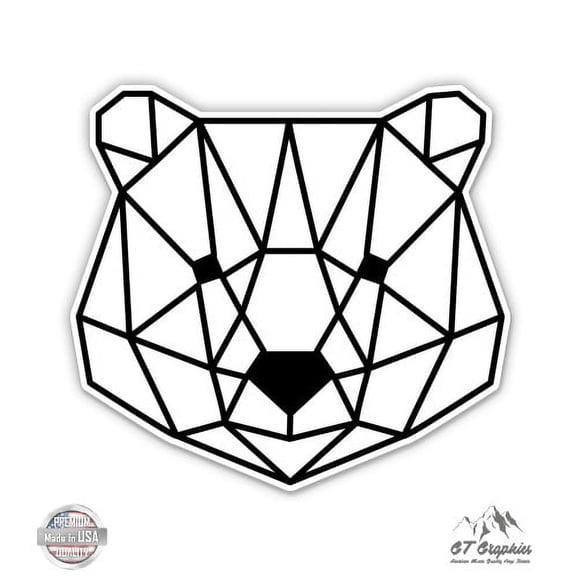 Geometric Bear White - 12" Vinyl Sticker Waterproof Decal