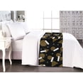 thumbnail image 1 of Geometric Bed Runner, 90s Style Pattern of Continuous Circles Triangles Rectangles Memphis, Decorative Accent Bedding Scarf for Hotels Homes & Guest Rooms, Queen, Charcoal Grey Mustard, by Ambesonne, 1 of 3