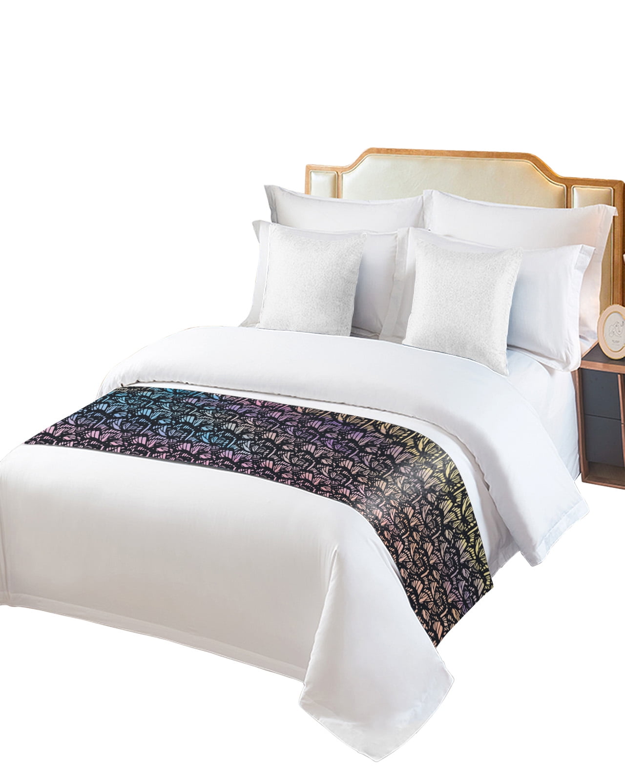 Geometric Bed Runner for Full/ Queen Size Bed, Bedspread Protector