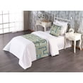 thumbnail image 1 of Geometric Bed Runner Set, Retro Design Maze Inspired Rectangles Pattern in Neutral Boho Theme, Decorative Bedding Scarf & a Pillow Sham for Hotels Homes, Twin, Champagne and Mustard, by Ambesonne, 1 of 3