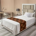 thumbnail image 1 of Geometric Bed Runner, Style Geometric Folk Design Geometric Floral Motifs Print, Decorative Accent Bedding Scarf for Hotels Homes and Guestrooms, Twin, Pink Green and Brown, by Ambesonne, 1 of 2