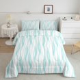 thumbnail image 1 of Geometric Bedding Set Abstract Art Striped Teal White Comforter Set Full,Vintage Irregular Stripe Waves Geometrical Down Comforter,Modern Style Stripes Quilt Simple Room Decor, 1 of 6