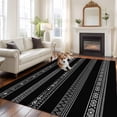 thumbnail image 1 of Geometric Black Area Rugs 5x7 ft Ethnic Stripes Washable Rug Non Slip Indoor Carpet Absorbent Floor Mat for Living Room Bedroom Dining Room, 1 of 9