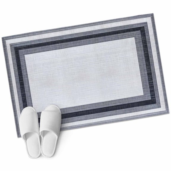 Geometric Black Area&nbsp;Rug 2x3ft White and Gray Squares Grid Lines Texture Non-Slip&nbsp;Washable Square&nbsp;Rugs Soft Felt Indoor Floor Mat for Bedroom Kitchen Living Room Bathroom