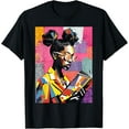 thumbnail image 1 of Geometric Black History Educated Women Reading Book Melanin T-Shirt tee, 1 of 4