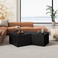 thumbnail image 1 of Geometric Black MDF Nesting Coffee Table Set (Set of 2 Pieces) for Living Room & Bedroom, 1 of 8