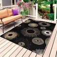 thumbnail image 1 of Geometric Black Outdoor Rug for Patio/Deck/Porch, Non-Slip Large Area Rug 4 x 6 Ft, Abstract Goldeb White Boho Circle Dot Indoor Outdoor Rugs Washable Area Rugs, Reversible Camping Rug Carpet Runner, 1 of 8