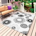 thumbnail image 1 of Geometric Black Outdoor Rug for Patio/Deck/Porch, Non-Slip Large Area Rug 4 x 6 Ft, Abstract Grey White Boho Circle Dot Indoor Outdoor Rugs Washable Area Rugs, Reversible Camping Rug Carpet Runner, 1 of 8