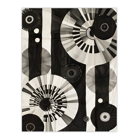 Geometric Black White Circle Stripe Patterns Living Room Large Wall Art Poster Print Thick Paper 18X24 Inch