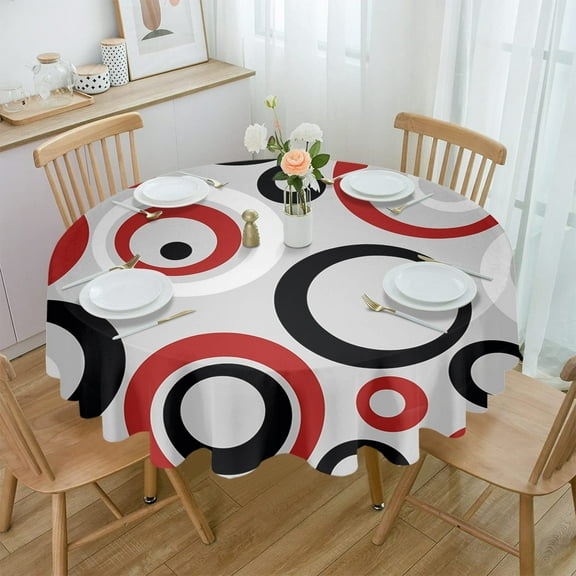 Geometric Black White Gray Waterproof Tablecloth Tea Table Decoration Round Table Cover for Kitchen Wedding Home Dining Room