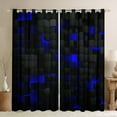 thumbnail image 1 of Geometric 30%-50% Blackout Curtains 38"Wx54"L Black Navy Royal Blue Curtains & Drapes Men Bedroom,Neon Abstract Stereoscopic Check Grid Window Curtains Square Plaid Window Treatments, 1 of 5