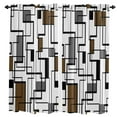 thumbnail image 1 of Geometric Blocks Modern Art Brown Curtain Home Decoration Living Room Short Curtains Window Treatments For Kitchen Bedroom, 1 of 6
