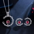 thumbnail image 1 of Geometric Blue CZ Women Half Big Round Necklace and Earrings Vintage Jewelry Set, 1 of 9