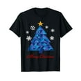 thumbnail image 1 of Geometric Blue Christmas Tree Abstract Math-Inspired T-Shirt,Women's short-sleeved T-shirt to celebrate the coming of Christmas, 1 of 5