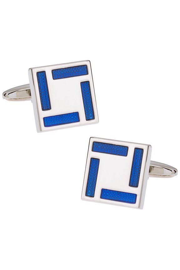 Geometric Blue Enamel Square Cufflinks by Cuff-Daddy
