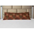 thumbnail image 1 of Geometric Body Pillow Case Cover with Zipper, Style Geometric Folk Design Geometric Floral Motifs Print, Decorative Accent Long Pillowcase, Pink Green and Brown, by Ambesonne, 1 of 1