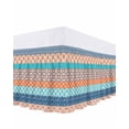thumbnail image 1 of Geometric Bohemia Bed Skirt Stripes Orange Turquoise and Blue Bed Skirts King Size 16 Inch Drop, Wrap Around Dust Ruffle&nbsp;Bedskirt with Adjustable Elastic Belt for Queen Size Beds, 1 of 7