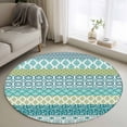 thumbnail image 1 of Geometric Bohemia Round Rugs for Living Room 4ft Stripes Green Blue and Turquoise Non Slip Circle Rug Washable Low-Profile Indoor Carpet for Bedroom, Dining Room, Bathroom, 1 of 9