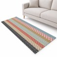 Geometric Bohemia Runner Rug 2'x6', Stripes Brown Red and Blue Soft Mat ...