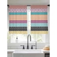 thumbnail image 1 of Geometric Bohemia Sheer Curtains 45 inches Long 2 Panels Set Stripes and Yellow Tiers Sheers Rod Pocket Small Window Short Curtains for Kitchen Cafe, Each 52" W x 45" L, 1 of 7