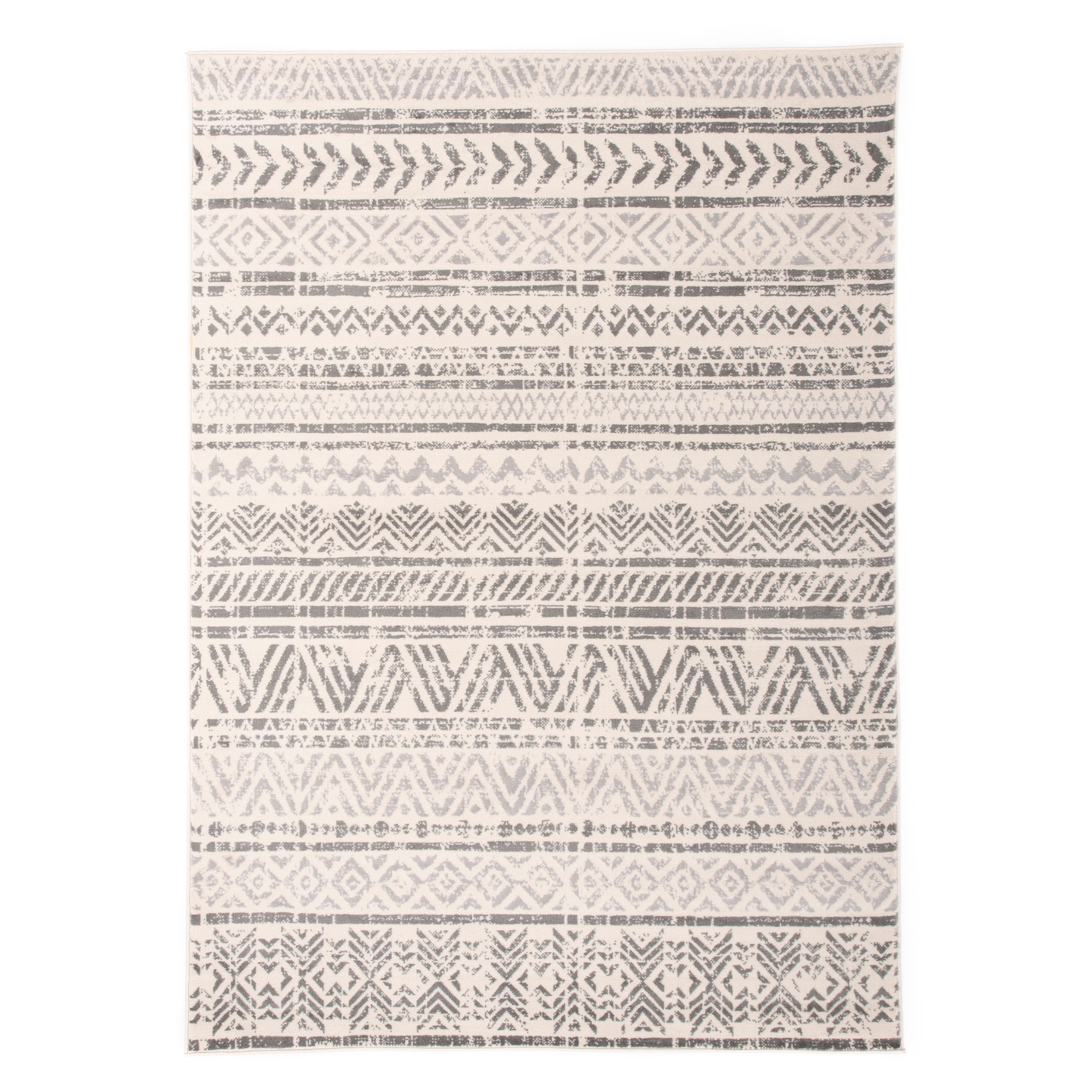 Elegant Geometric Gray Synthetic 6'6" x 9' Area Rug