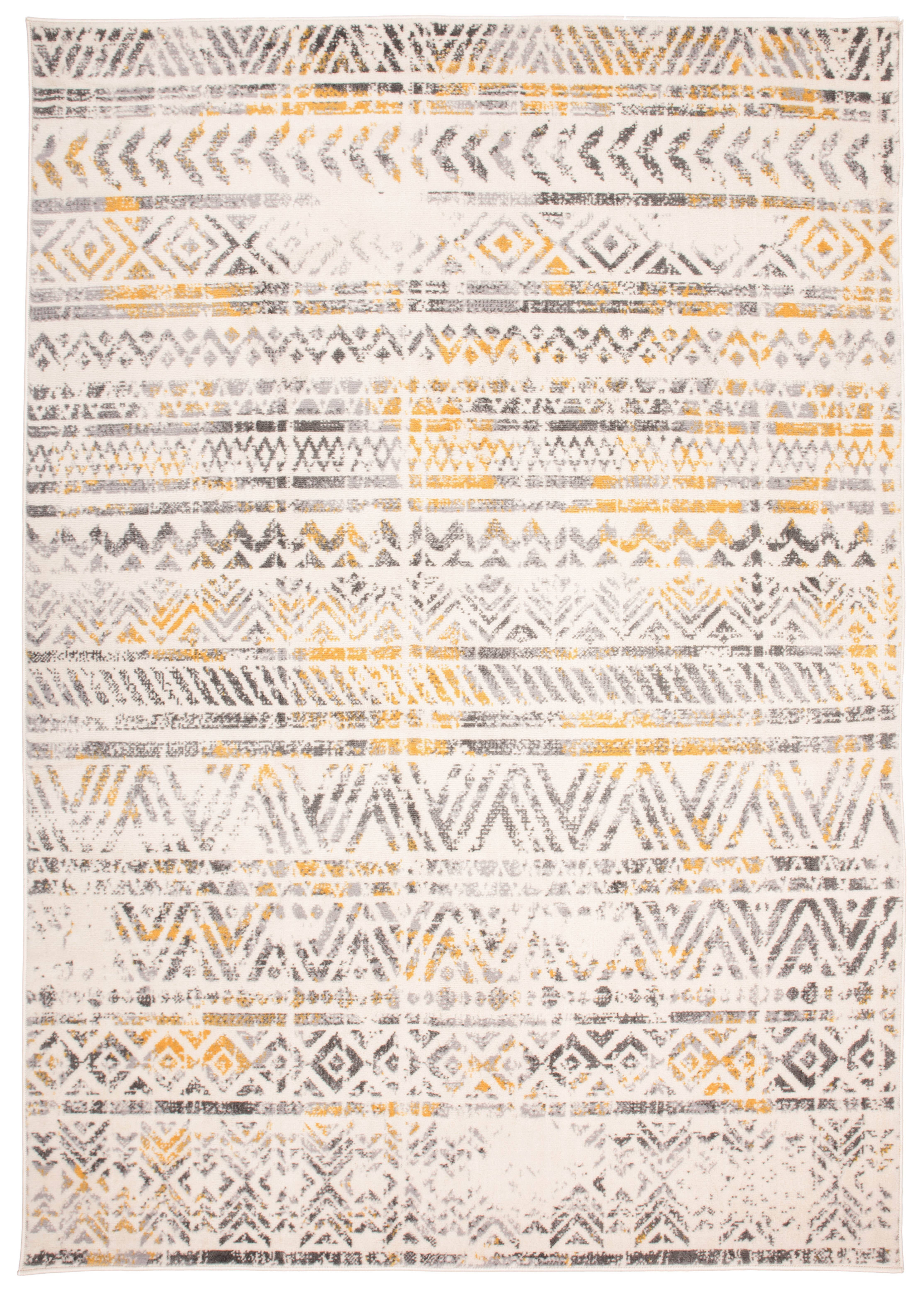 Yellow and Gray Geometric Bohemian Rectangular Area Rug