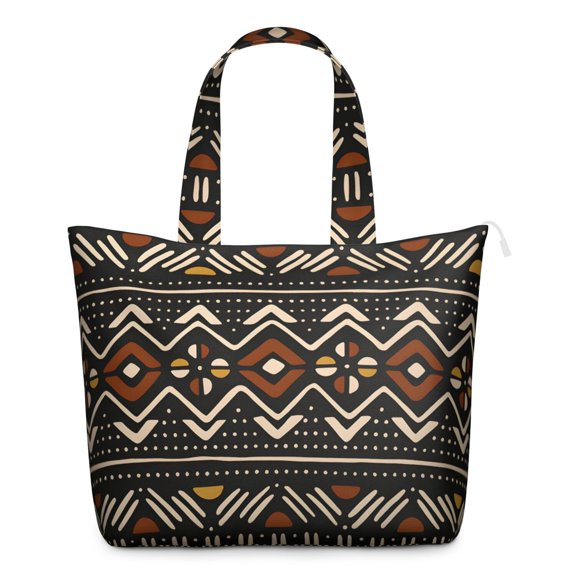 Geometric Bohemian Travel Bag for Women, Vintage Fashion Carry-on Duffel with Abstract Aesthetic Design, Large Multipurpose Overnight Tote for Weekend Getaways