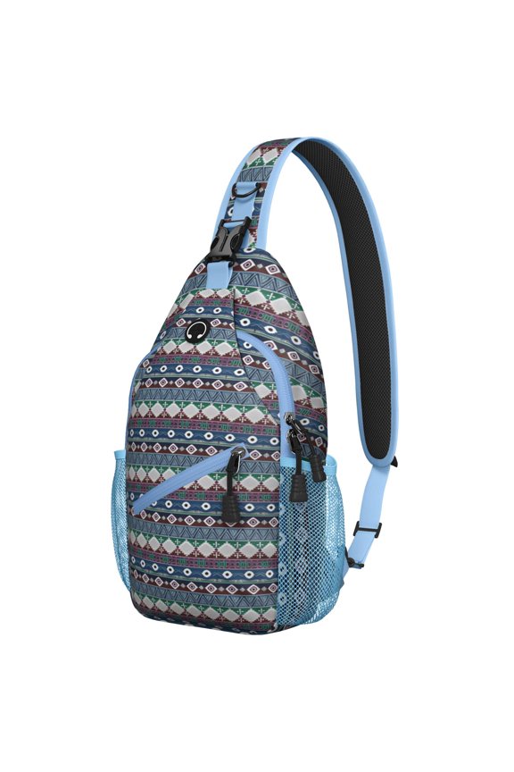 Geometric Boho Chic Travel Sling Backpack Lightweight and Durable, Fashionable Crossbody Shoulder Daypack for Hiking