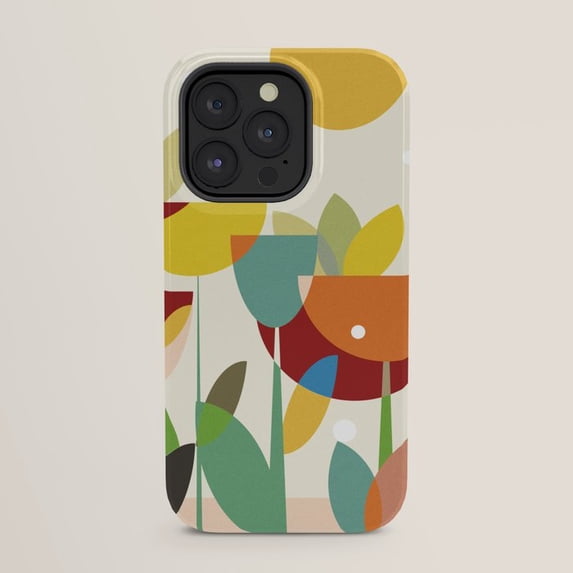 Geometric Botanical Flowers and Leaves Tough Case for Apple iPhone ...