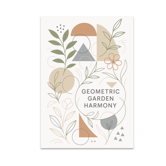 Geometric Botanical Harmony - Modern Decor - 13x19 Poster Print