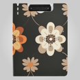 thumbnail image 1 of Geometric Brown White Orange Flowers Foldable Binder Folder Clipboard with Pen Slot Double Clips A4 Size File Storage, 1 of 8
