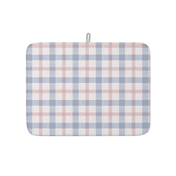 Geometric Buffalo Lattice Dish Drying Mats for Kitchen Counter,Absorbent Microfiber Dish Drainer Rack Mat Chic Diamond Grid Drying Pad for Sinks,Utensils,Countertops,18x24in