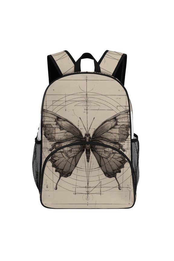 Geometric Butterfly Blueprint Design Art Backpack Travel Laptop Casual College Daypack Back to Bag